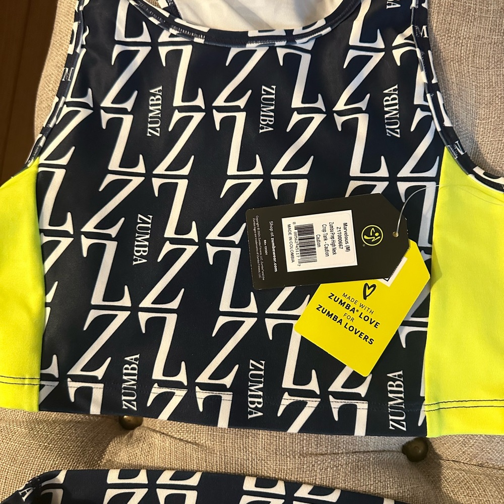 Zumba Fitness Blue and Neon Crop Top